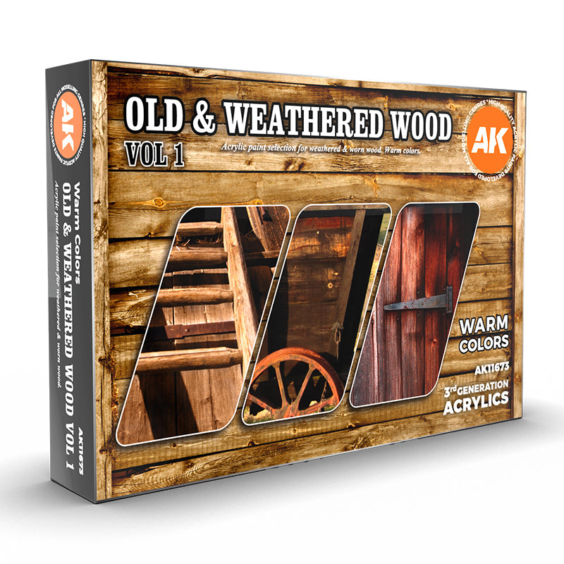 AK Interactive Old & Weathered Wood Vol1 Acrylic Paint Set AK11673