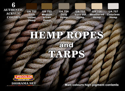 LifeColor Hemp Ropes and Tarps Acrylic Paint Set 6 x 22ml LC-CS28
