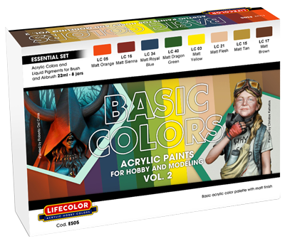 LifeColor Essential Basic Colours Set 5 8 x 22ml Matt Acrylic Paints LC-ES05