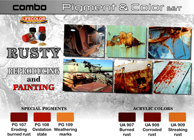 LifeColor Rusty Pigment & Colour Combo Set 6 x 22ml LC-SPG03