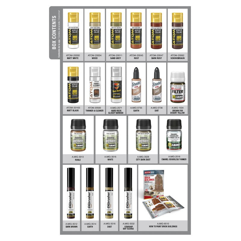 Model Brick Painting Set – MIG Solution Box 09 for Realistic Model Brickwork MIG7710
