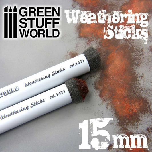 Green Stuff World Weathering Sticks Foam Sponge Brushes 15mm (2pcs)