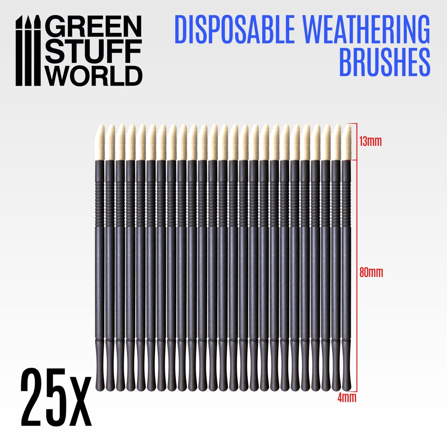 Green Stuff World Disposable Synthetic Brushes Pack of 25