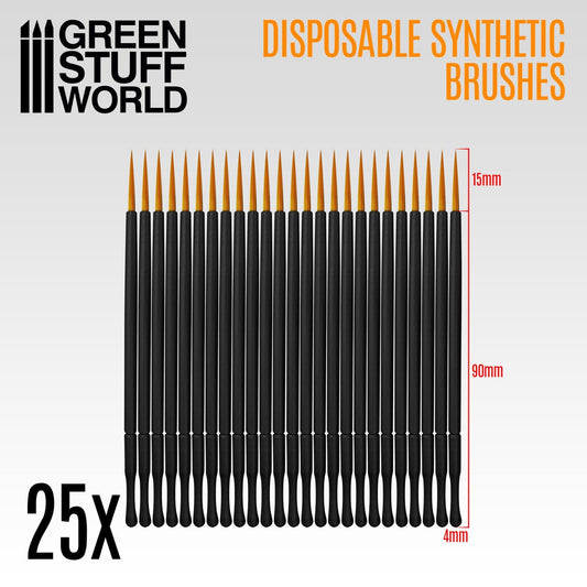 Green Stuff World Disposable Synthetic Brushes Pack of 25