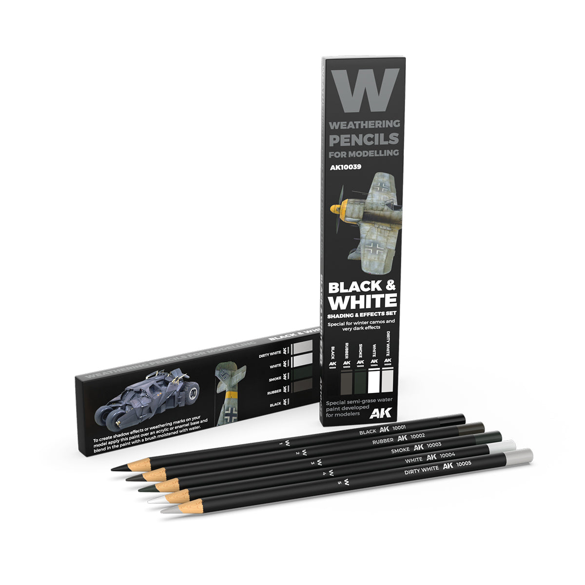 AK Interactive BLACK AND WHITE WATERCOLOUR PENCIL SET AK10039