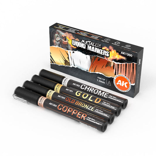 AK Interactive Metallic Liquid Markers Set 4 Colours AK1300