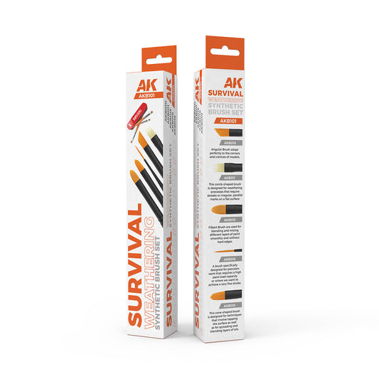 AK Interactive Survival Weathering Brushes Set (5 pcs) AKB101 | Perfect for all model railway weathering