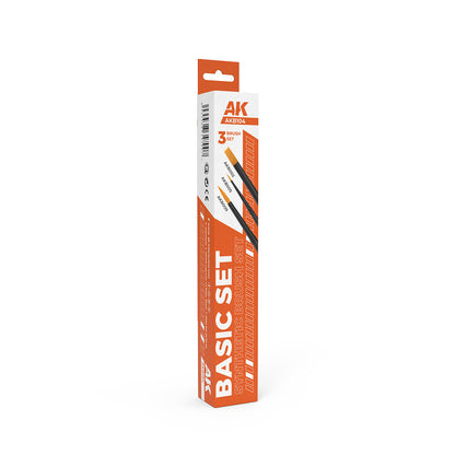 AK Interactive Basic Brushes Set (3 pcs) AKB104 | Great model railway paint brush starter set