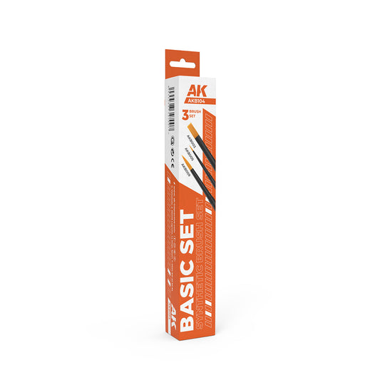 AK Interactive Basic Brushes Set (3 pcs) AKB104 | Great model railway paint brush starter set