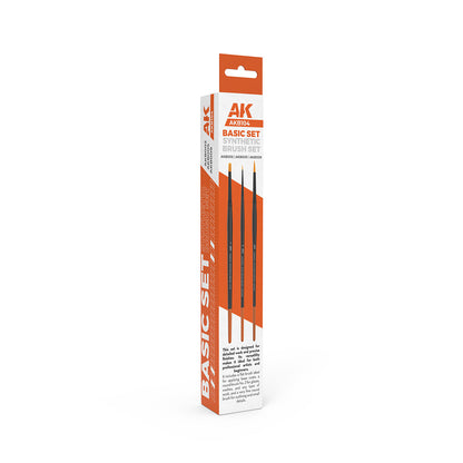 AK Interactive Basic Brushes Set (3 pcs) AKB104 | Great model railway paint brush starter set
