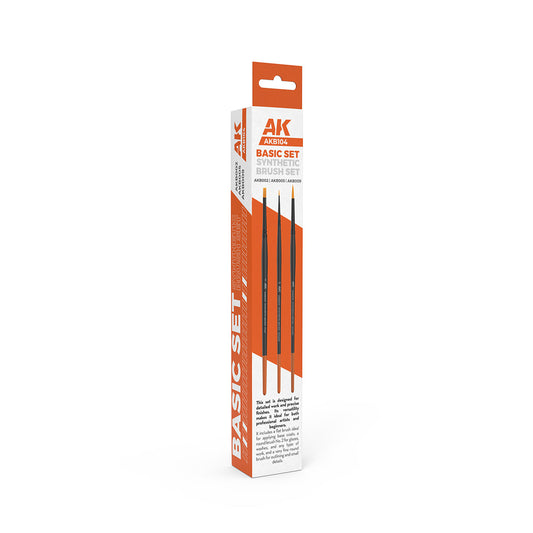 AK Interactive Basic Brushes Set (3 pcs) AKB104 | Great model railway paint brush starter set
