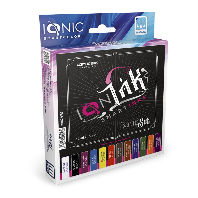 AMMO IONIC Ioninks Basic Acrylic Ink Set 12 Colours (IONIC0456) | 25% Off