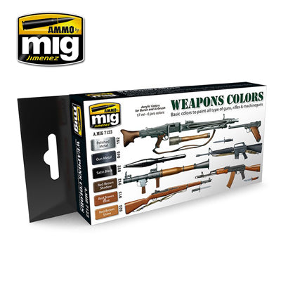 MIG7123 WEAPONS COLOURS ACRYLIC PAINT SET