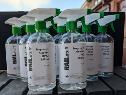 RAILstuff 99.9% Isopropyl Alcohol (IPA) 500ml | Spray Bottle for Model Cleaning & Degreasing