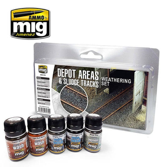 AMMO Depot Areas Sludge & Tracks Weathering Set (MIG7470) | Realistic Industrial Effects