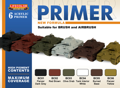 LifeColor Primer Set Acrylic Paint Set 6 x 22ml LC-CS01