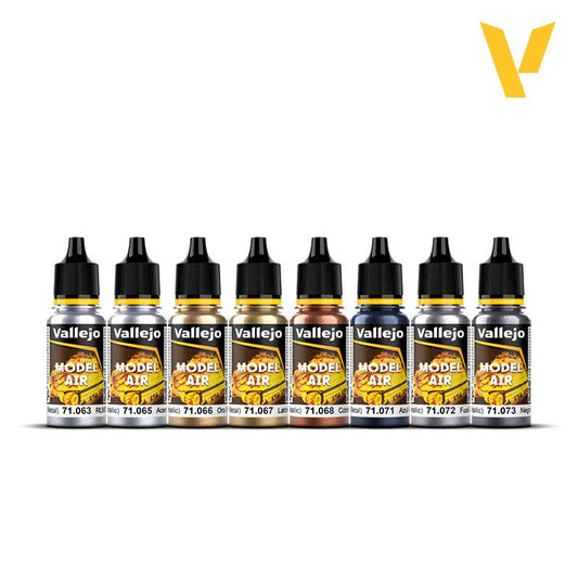 Vallejo Model Air Metallic Colours Set 8 x 18ml 71.176