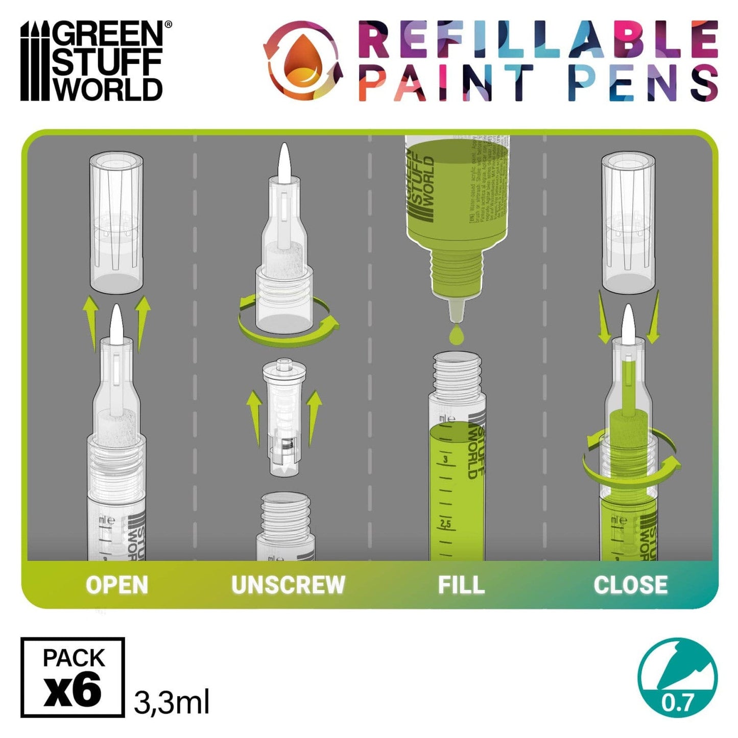 Green Stuff World Refillable Paint Pen Sets