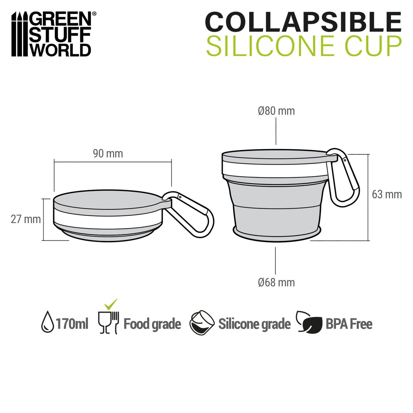 Green Stuff World Silicone Collapsible Cup 170ml