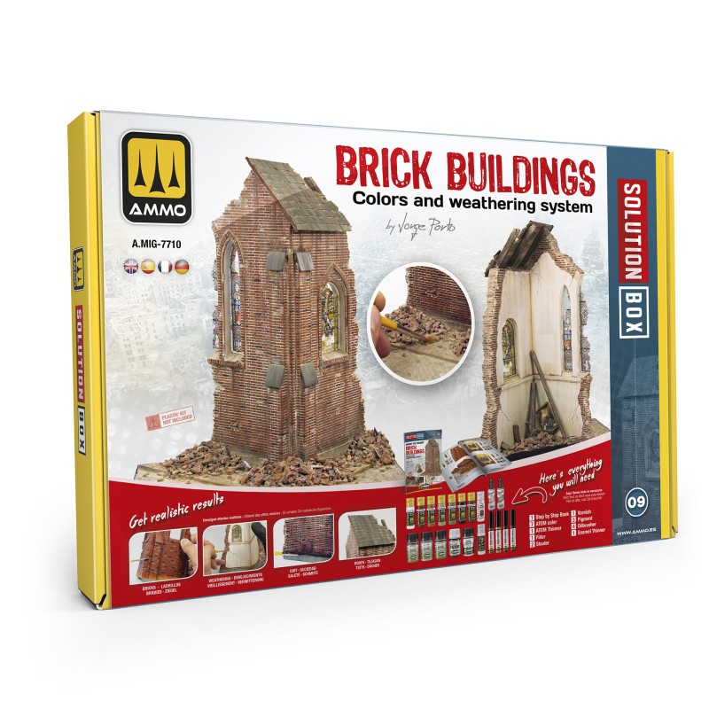 Model Brick Painting Set – MIG Solution Box 09 for Realistic Model Brickwork MIG7710