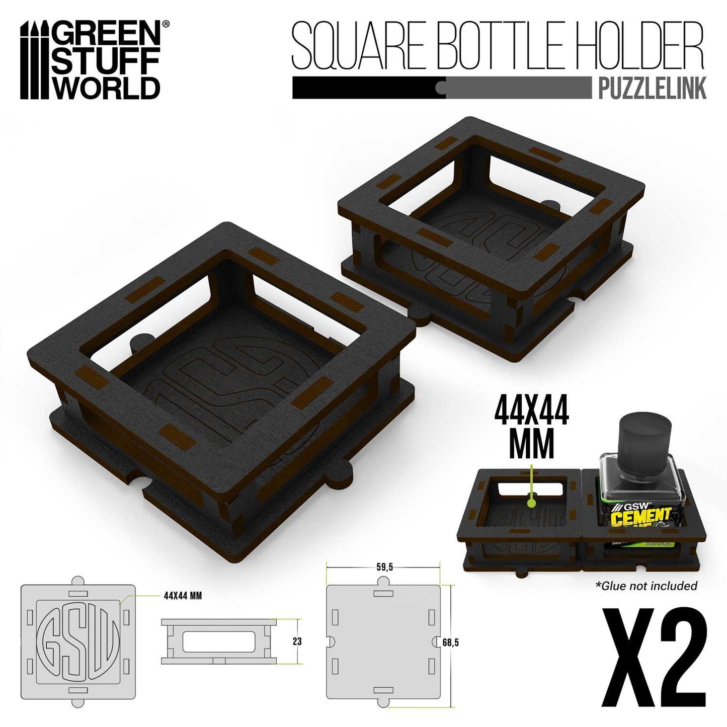 Green Stuff World Square Bottle Holder for Cement Glue Pack of 2