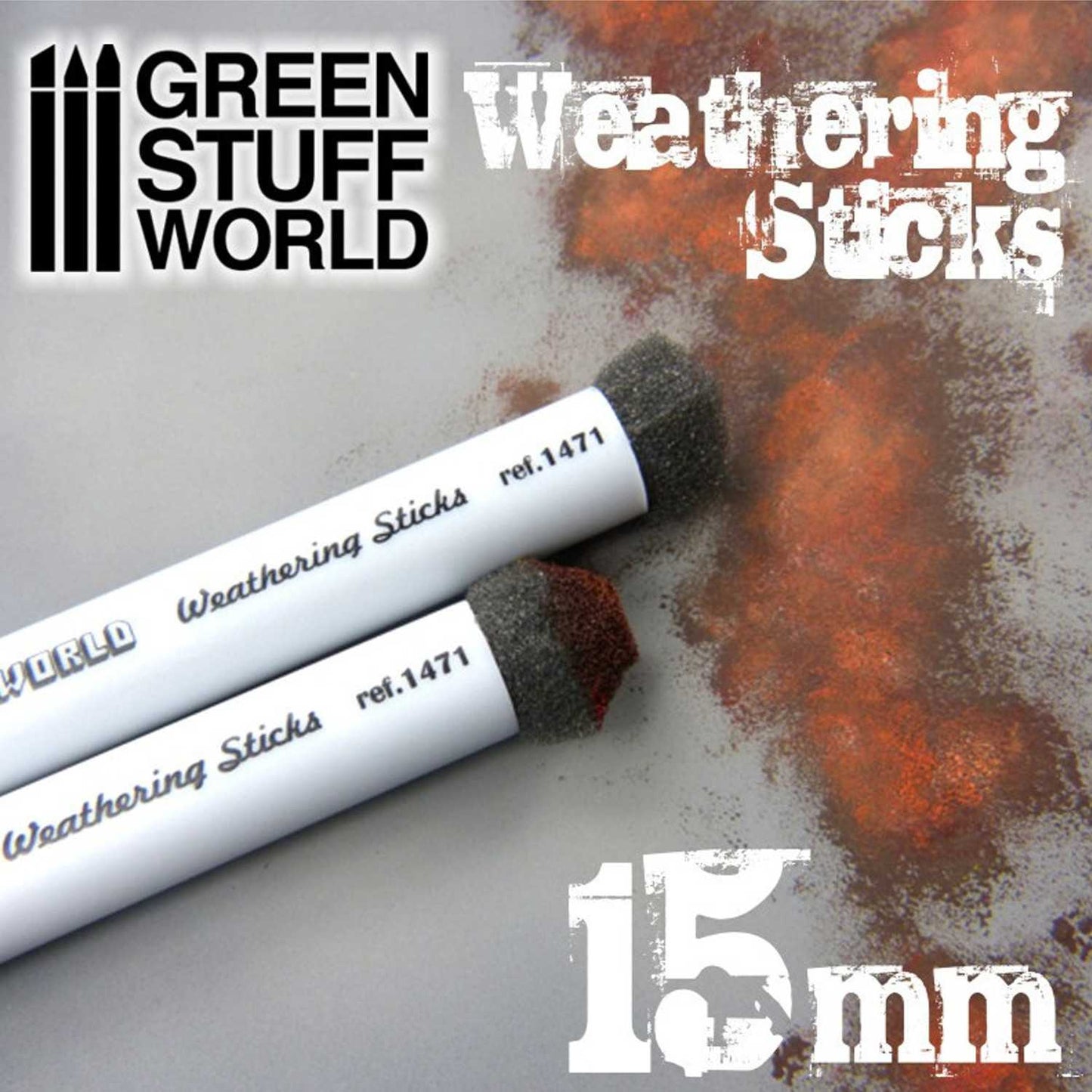 Green Stuff World Weathering Sticks Foam Sponge Brushes 15mm (2pcs)