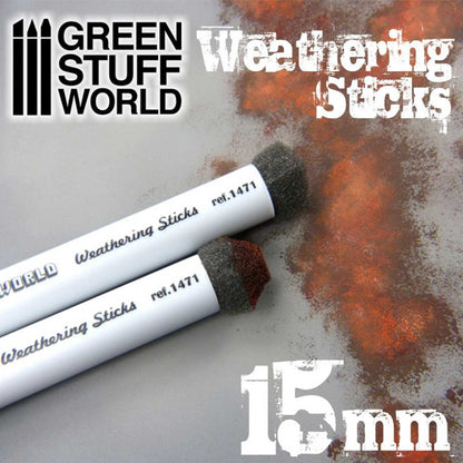 Green Stuff World Weathering Sticks Foam Sponge Brushes 15mm (2pcs)