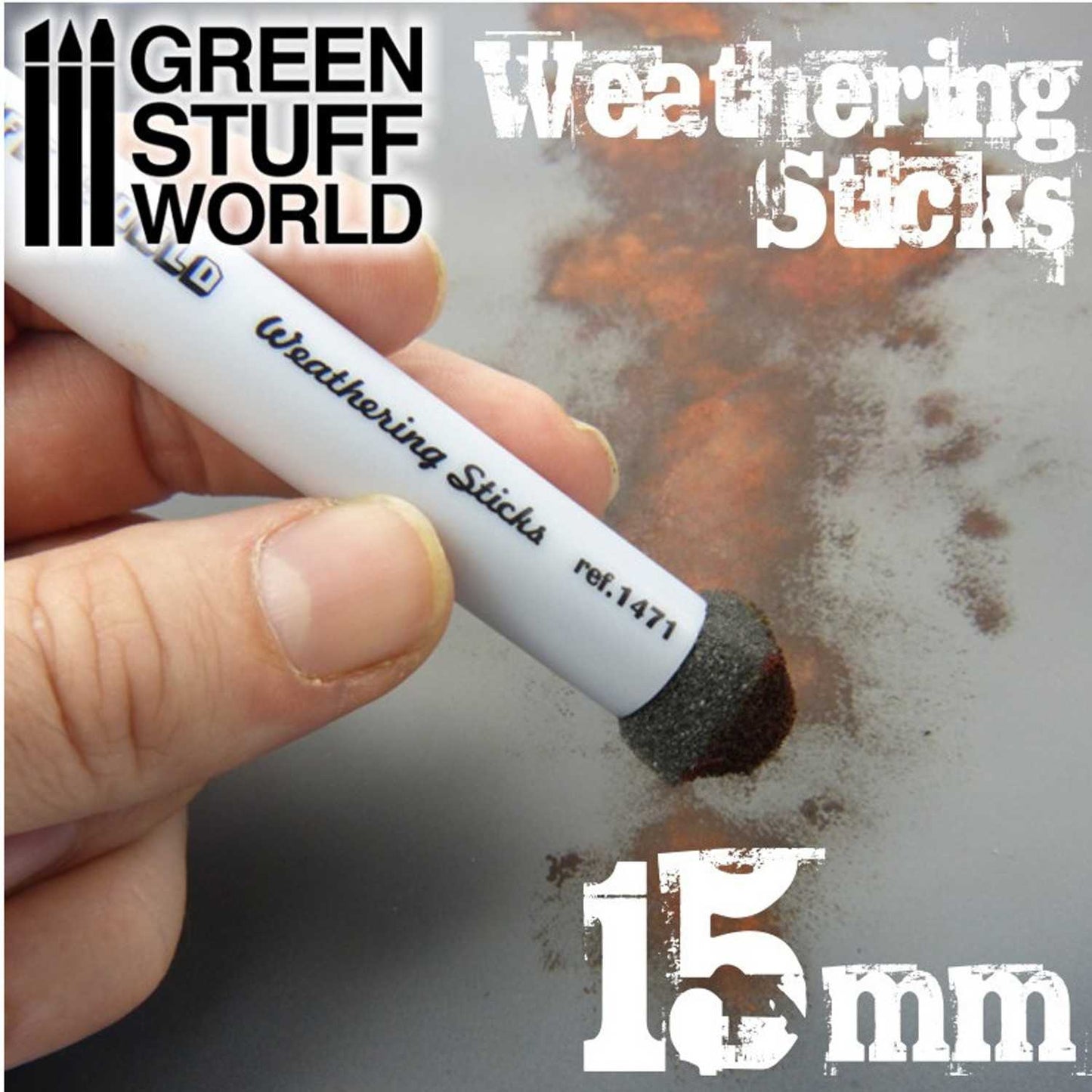 Green Stuff World Weathering Sticks Foam Sponge Brushes 15mm (2pcs)