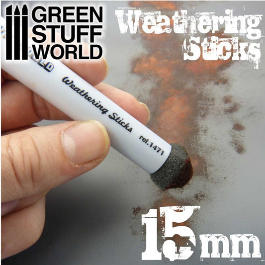 Green Stuff World Weathering Sticks Foam Sponge Brushes 15mm (2pcs)